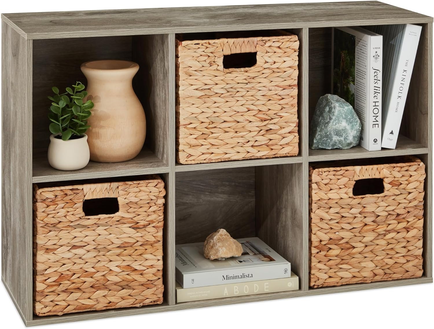 Greige 8-Cube Storage Organizer with Removable Panels