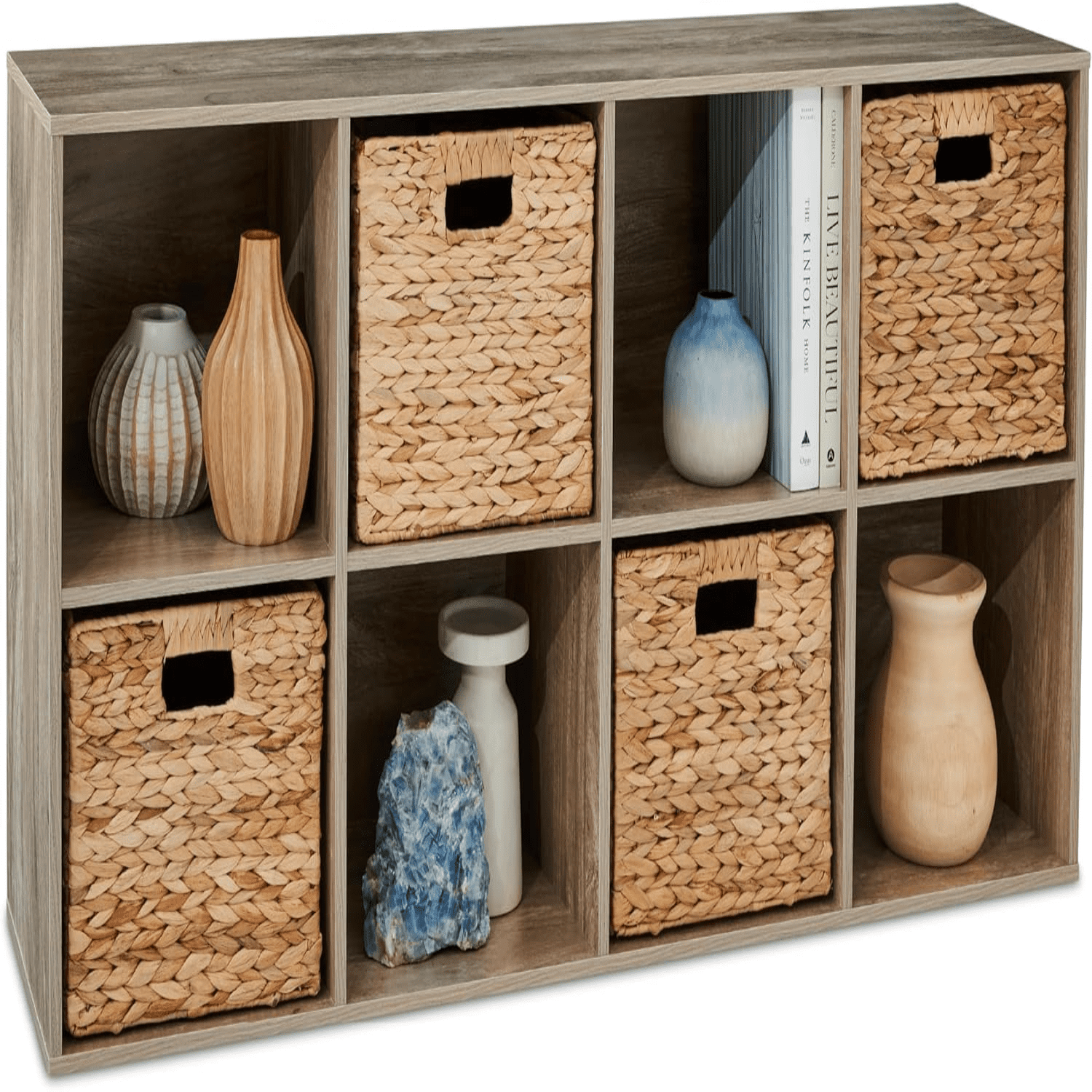 Greige 8-Cube Storage Organizer with Removable Panels