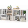 thumbnail image 1 of 8 Cube Storage Organizer, 2 Tier Multipurpose Display Shelf w/Open Storage & 2 Anti-Tipping Kits, 8-Cube Wooden Bookcase for Living Room, Bedroom, Study, Home, Office (White), 1 of 9