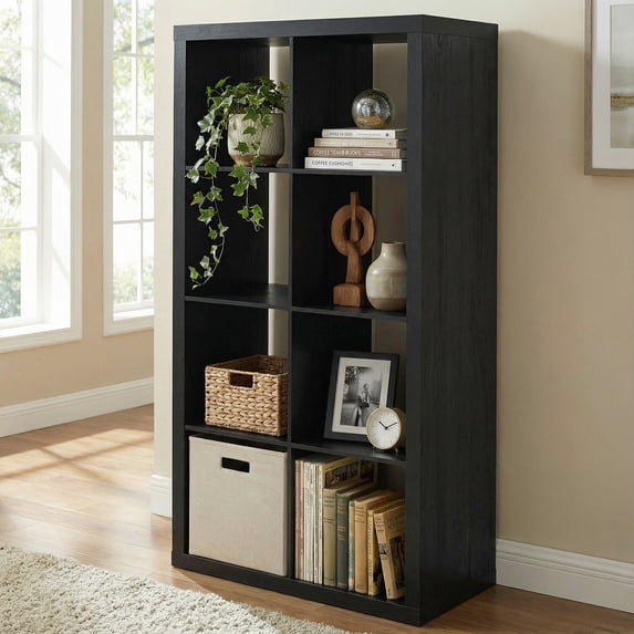 8-Cube Storage Organizer,Open Back Decorative Bookshelves,Black03