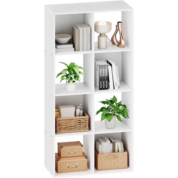 8 Cube Storage Organizer - Open Cube Bookshelf with 4 Removable Back Panels, Display Storage Bookcase for Living Room, Bedroom, Entrance Hall, Home Office47.7" L11.6" W24" H, Beige