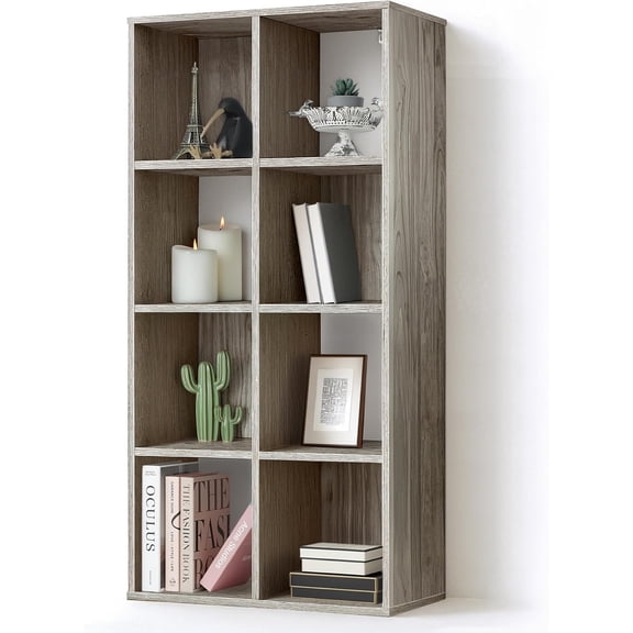 8-Cube Storage Organizer Shelf Bookcase, Dark Grey, 11-Inch