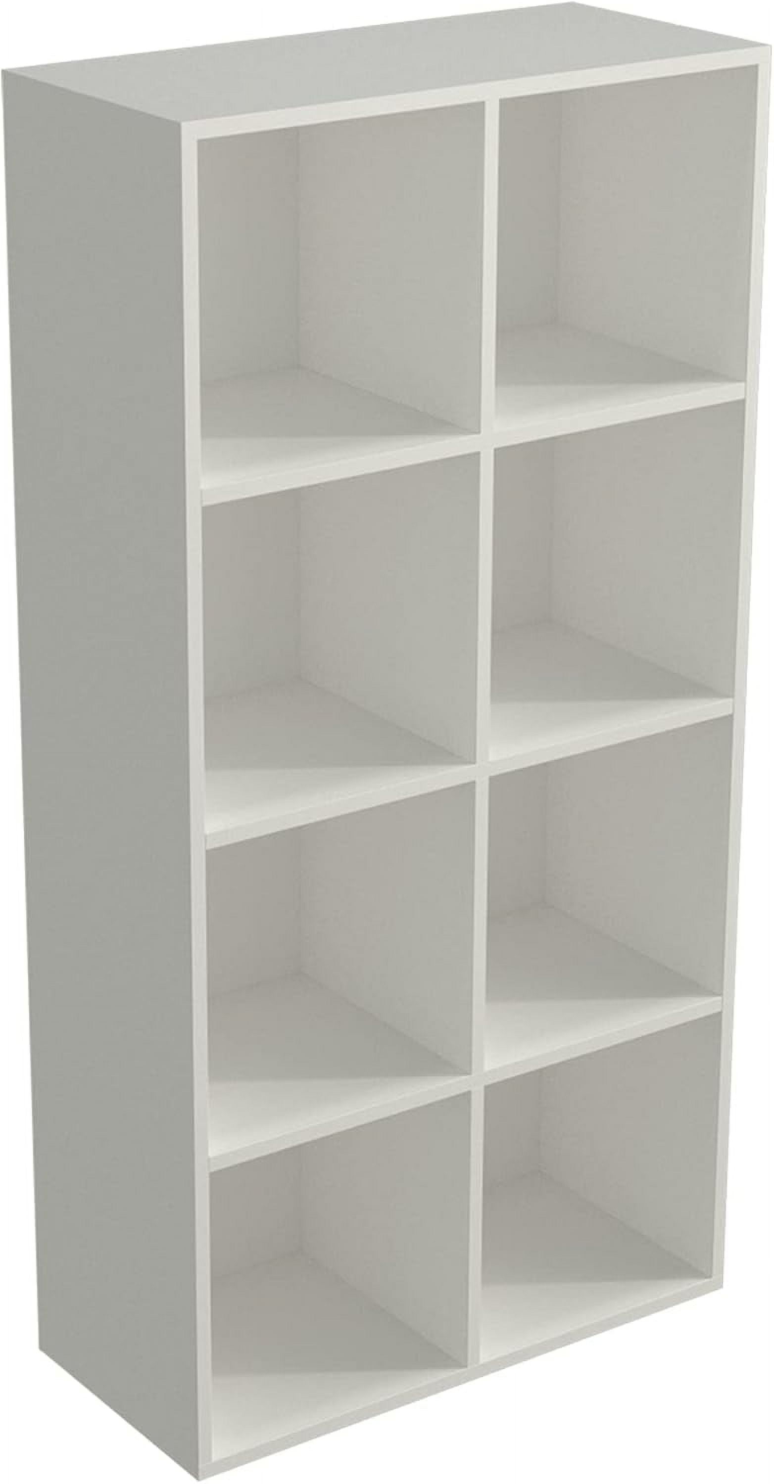 8-Cube Storage Shelf Bookcase - Wooden 4-Tier Floor Standing Open Bookshelf, Modern TV Stand up to 55 Inchs for Home and Office, Black