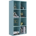 thumbnail image 1 of 8-Cube Storage Shelf Bookcase - Wooden 4-Tier Floor Standing Open Bookshelf, Modern TV Stand up to 55 Inchs for Home and Office, Light Blue, 1 of 16