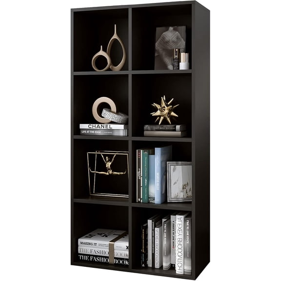8-Cube Storage Shelf Bookcase - Wooden 4-Tier Floor Standing Open Bookshelf, Modern TV Stand up to 55 Inchs for Home and Office