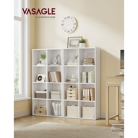 8-Cube Storage Shelf, Modern Bookcase Organizer, 51" Tall Multi-Functional Shelf for Living Room/Office, Easy Assembly, Cloud White