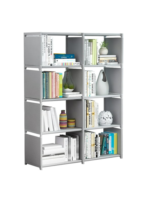 8 Cube Storage Shelf Organizer DIY Bookcase Closet Cabinet for Office Home Bedroom, Gray