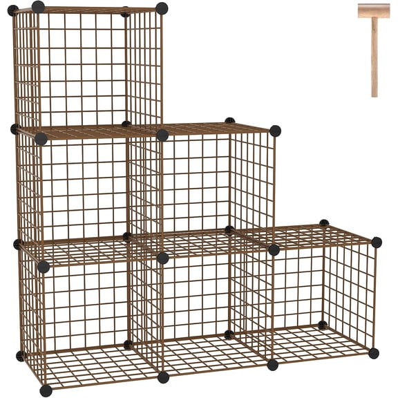 8-Cube Wire Storage Organizer | 24.8"L x12.4"W x48.4"H Modular DIY Metal Grid Shelving for Living Room Office Closet