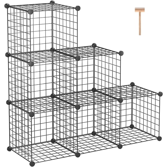 8-Cube Wire Storage Organizer | 24.8"L x12.4"W x48.4"H Modular DIY Metal Grid Shelving for Living Room Office Closet