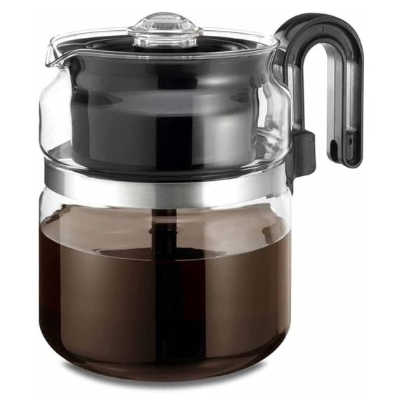 8-Cup Glass Percolator Coffee Pot - Borosilicate Glass Coffee Percolator - BPA Free - Dishwasher Safe - Brewing on Electric and Gas Ranges