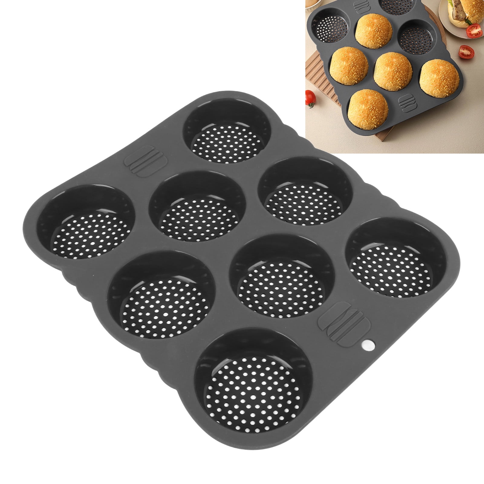 8 Cup Hamburger Bun Mold, 1 Pack Silicone Non-stick Hamburger Bread ...