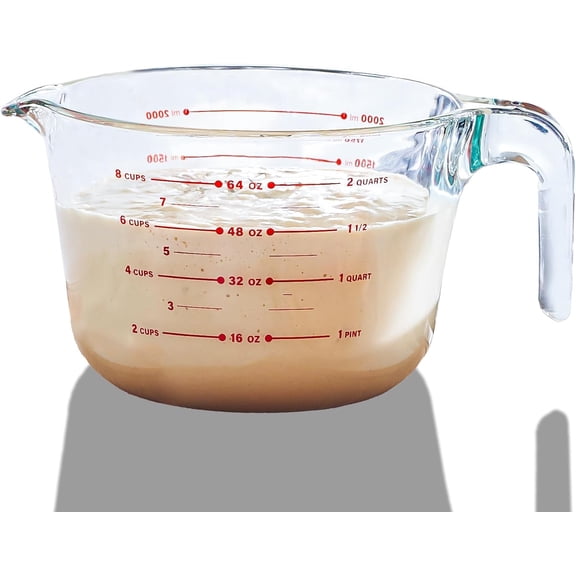 8 Cup Large Glass Measuring Cup - Kitchen Mixing Bowl, Liquid Measure Cups, Glass Bakeware Set, Punch Bowl