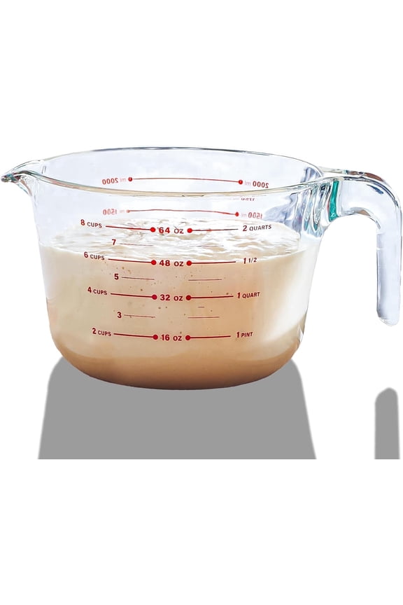 8 Cup Large Glass Measuring Cup - Kitchen Mixing Bowl Liquid Measure Cups Glass Tupperware Bakeware Set, Punch Bowl, Batter Bowl.
