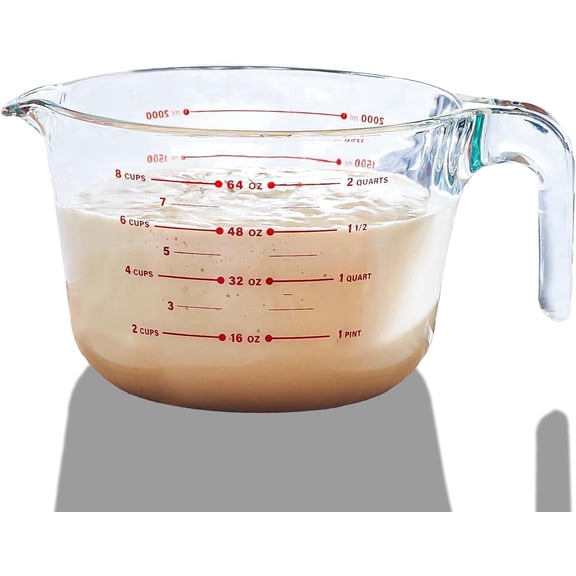 8 Cup Large Glass Measuring Cup - Kitchen Mixing Bowl Liquid Measure Cups Glass Tupperware Bakeware Set, Punch Bowl, Batter Bowl.