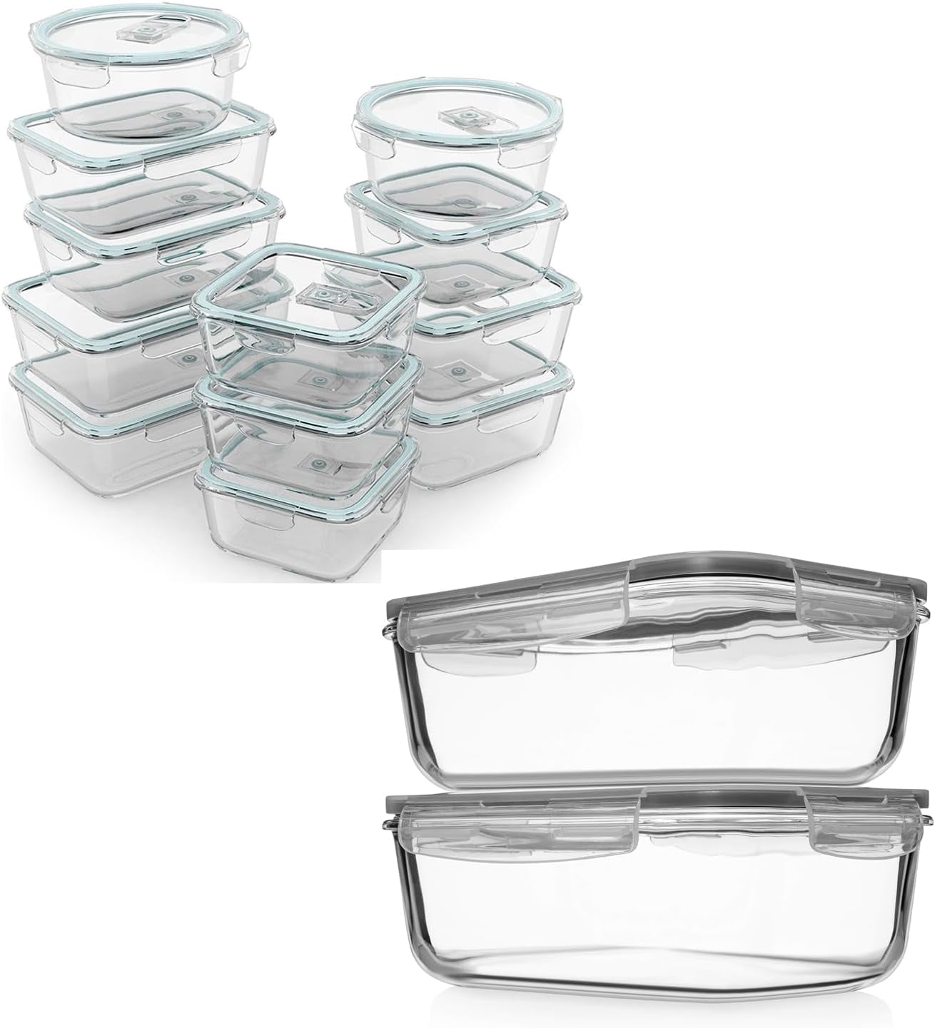 8 Cups / 63 Oz 4 Piece + 24 Pc Airtight Large Glass Food Storage