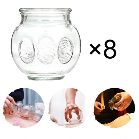8 Cups Thick Chinese Acupoint Glass Cupping The-rapy Set for Professionals, for 5