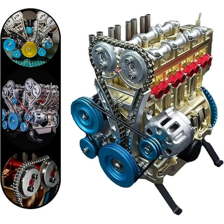 8-Cylinder Full Metal Car Engine Model, 4 Cylinder Car Engine Kit Adult Model, Car Engine Model Kit, Metal Model Engine Kit, Full Metal Car Engine Model,DIY Car Engine Model Kit (4-Cylinder)