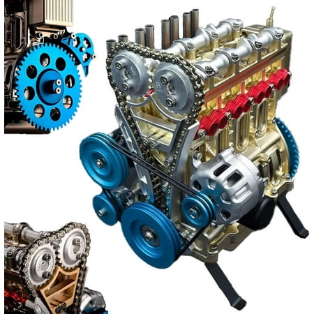 8-Cylinder Full Metal Car Engine Model, 4 Cylinder Full Metal Car Engine Assembly Kit Model Toys, Metal Model Engine Kit, Metal Engine Model Kits for Adults, DIY Car Engine Model Kit (4-Cylinder)