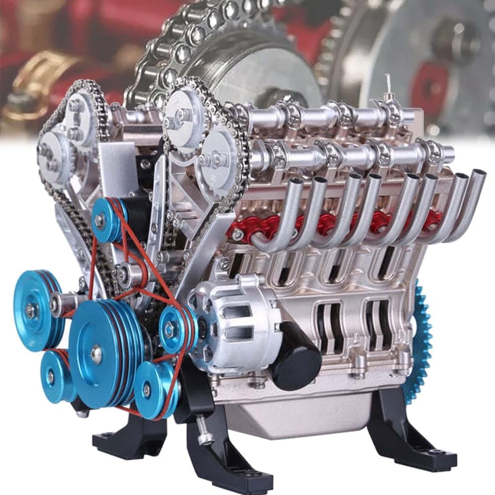 8-Cylinder Full Metal Car Engine Model, Full Metal Model Engine Kit for ...