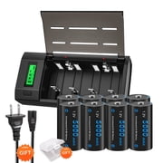 8 C Size High Capacity Low Self Discharge 1.2v Ni-MH Rechargeable Batteries with 4 Bay Smart Intelligent LCD Display Battery Charger For 1.2V AA AAA C D Size 9V Ni-MH Ni-CD Rechargeable Battery