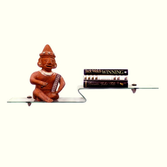 8" D x 31 1/2" Kingbird Bent Glass Shelves - 2 Brackets Included with Each Shelf By Spancraft Glass