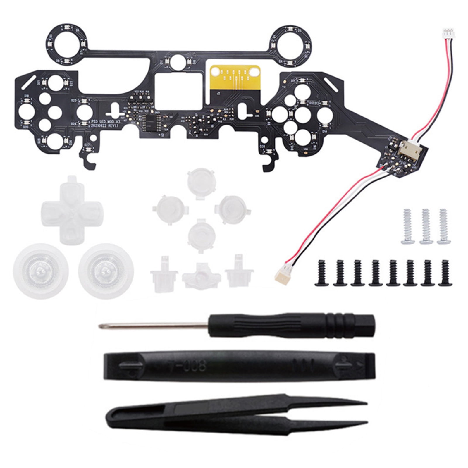 8 DIY LED Lights Colors Controller Luminated D-Pad Thumbsticks Face ...