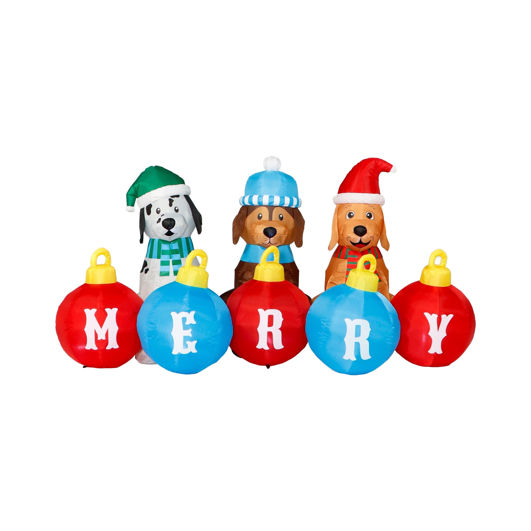 Multicolor Merry Dogs Christmas Airblown Yard Inflatable, 8', by Holiday Time