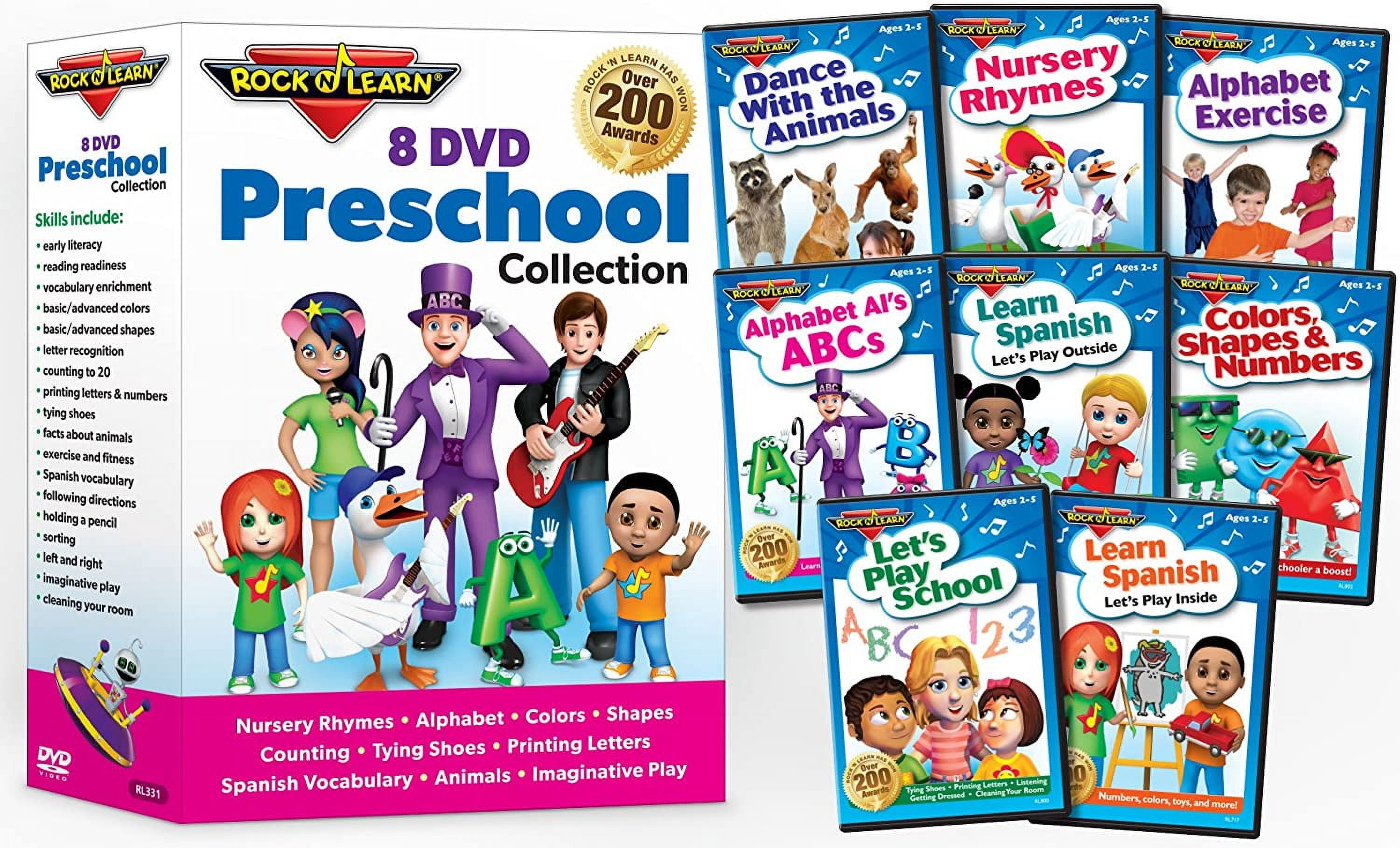 8 DVD Preschool Collection by Rock 'N Learn (Alphabet, Counting to