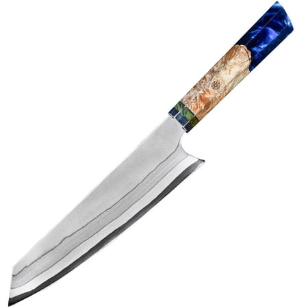 8" Damascus Kitchen Knives Handmade Forged 67 Layers 440C Steel Chef Knife with Octagonal Wooden Handle