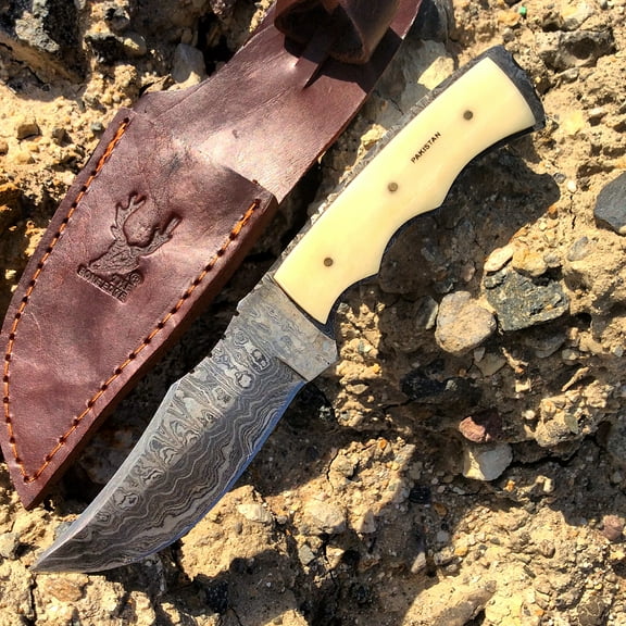 8' Damascus Skinner Knife Bone Handle Series
