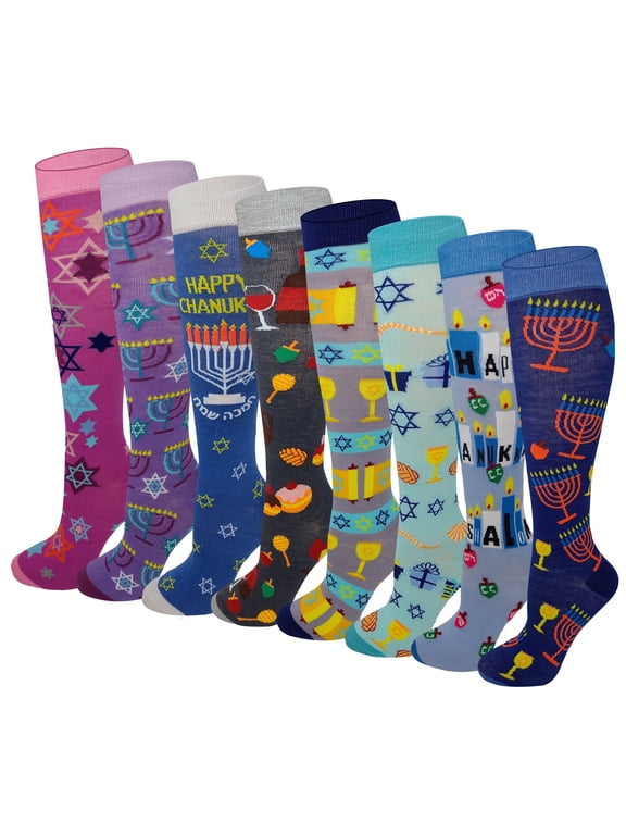 8 Days Of Hanukkah Chanukah Knee High Socks ( 8 Pairs )