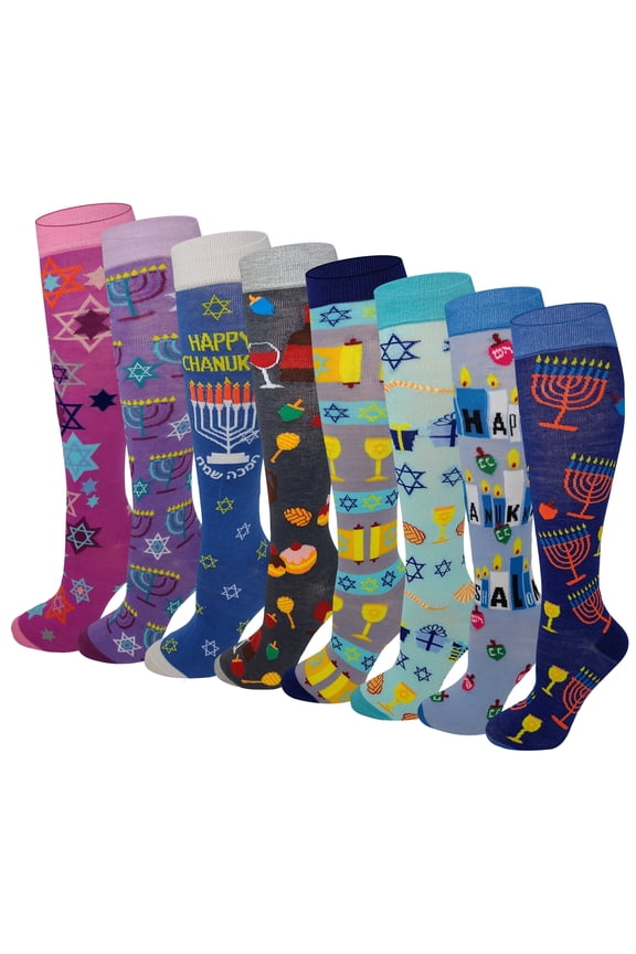 8 Days Of Hanukkah Chanukah Knee High Socks ( 8 Pairs )
