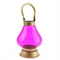 thumbnail image 1 of 8" Decorative Indian Inspired Transparent Pink Glass Tea Light Candle Holder, 1 of 1