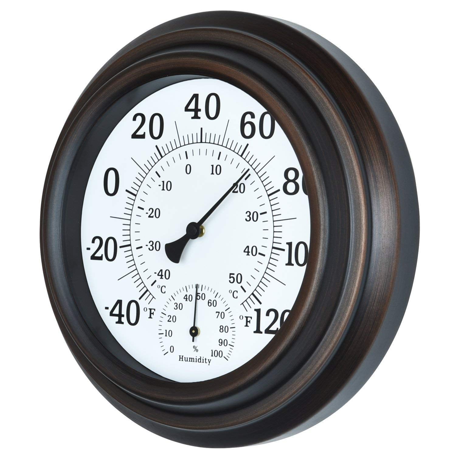 8" Decorative Indoor/Outdoor Patio Wall Thermometer (Bronze)
