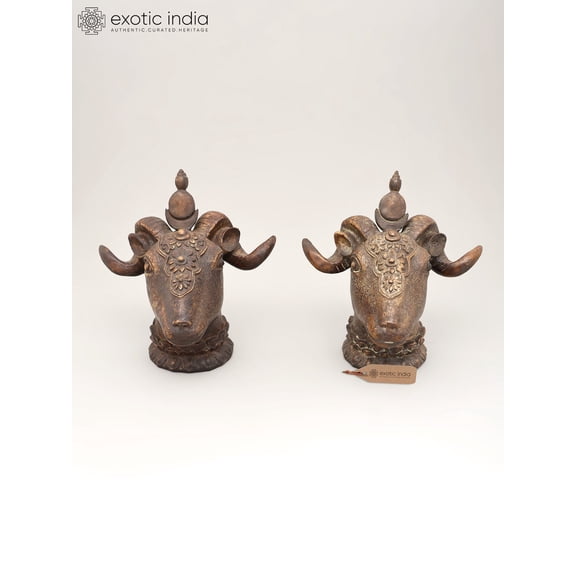 8" Decorative Sheep Heads | Set of Two | Table Decor