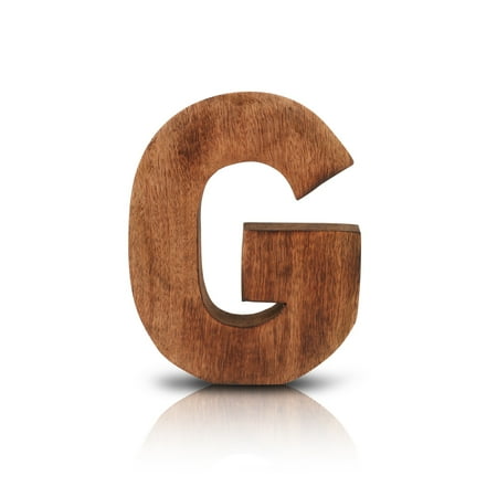 8" Decorative Solid Block Wooden Letters Alphabets Words Natural Finished Wood Freestanding Shelf or Tableware Childrens Baby Names Initials For Bedroom Wedding Birthday Party Home Decor (Letter G)