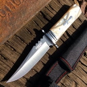 8 Defender Xtreme Fixed Drop Point Blade and White Glossy Handle