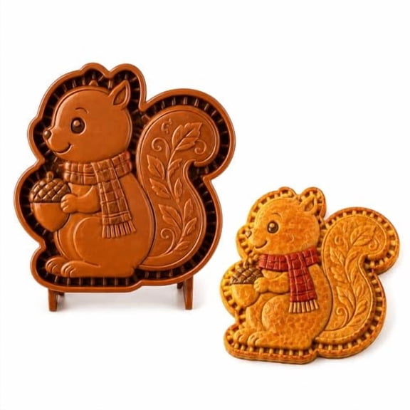 8-Design Fall Mini Pie Mold Collection, Reusable Hand Pie Molds, Dough Presser Pocket Pie Maker for Autumn Thanksgiving Baking, Mini Pastry Cutter & Shaper, Holiday Baking Supplies(Squirrel)