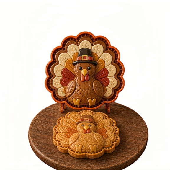 8-Design Fall Mini Pie Mold Collection, Reusable Holiday Mini Pie Molds for Baking, Autumn Hand Pie Press Molds with Owl, Fox, Pumpkin, Turkey, Leaf, Acorn Shapes for Thanksgiving(Turkey)