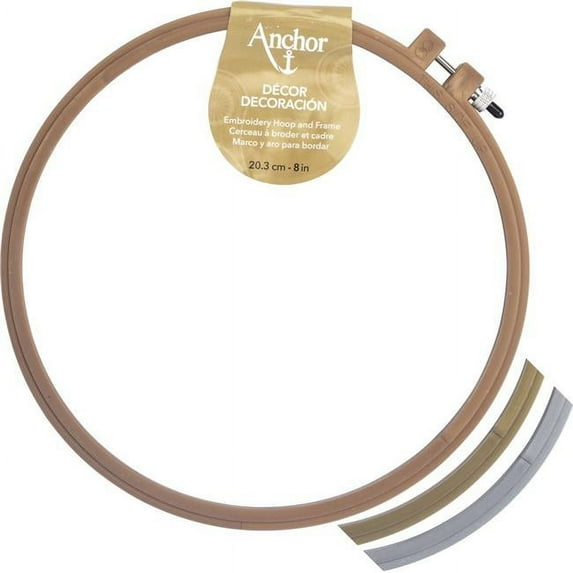 Susan Bates A4402-008 8 in. Dia. Anchor Decor Plastic Embroidery Hoop - Gold, Silver & Copper