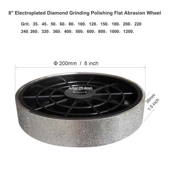 8" Diamond Lapidary Grinding Wheel,1" Arbor,Gemstone Sanding Polishing Wheels for Gem Jade Glass Crystal Ceramics (Grit 80)$$Tools