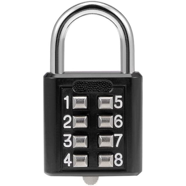 8-Digit Combination Padlock Push Button Lock for Locker Cabinet Black ...