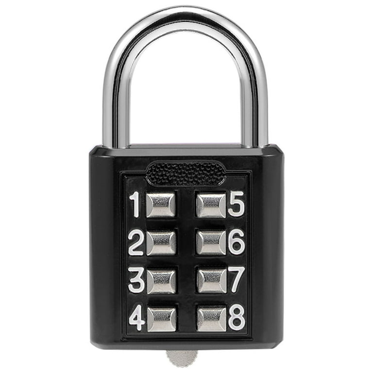 8-Digit Combination Padlock Push Button Locks for Locker Cabinet Black 