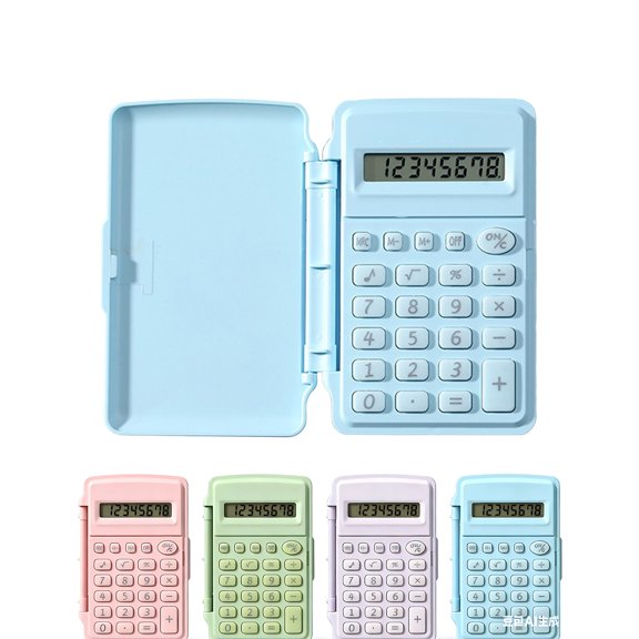 8-Digit Flip-Top Palm-Sized Calculator, Simulated Mechanical Keyboard with Click Sound, Macaron Color Scheme, Dual Power Auto Off, Portable Basic Calculator for Office Home Daily Use,Blue