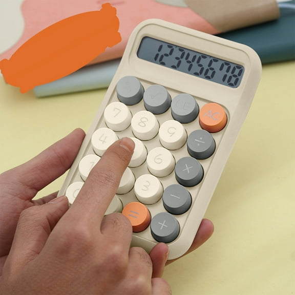 8-Digit LCD Desktop Calculator - Mini Basic Standard Calculator with Round Keys for Home, School & Office - Pocket Size, Battery Powered (AAA Required)