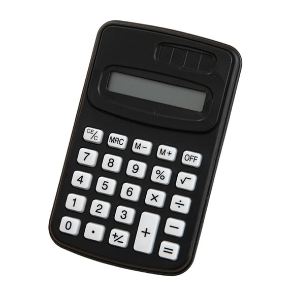 8 Digit Pocket Mini Calculator, Solar Battery Dual Power Large Button Calculator for Home Office, Black
