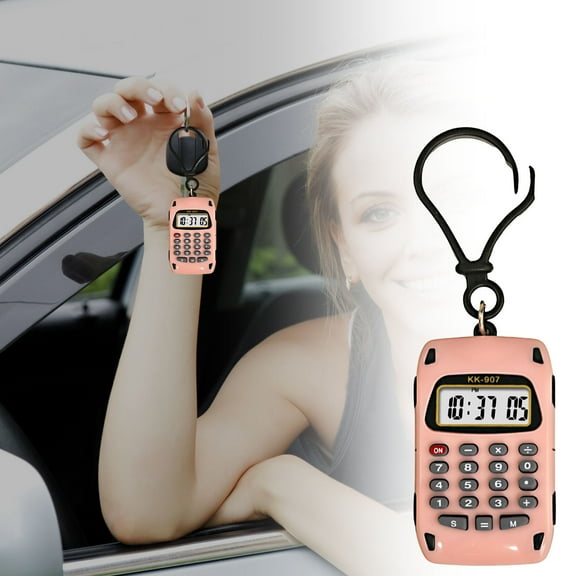 8-Digit Pocket Mini Electronic Calculator Keychain Key Ring Portable, Small Calculator Lightweight Practical Pocket Calculator, Easy to Use & Generic for Students Home School Quick Calculation Pink