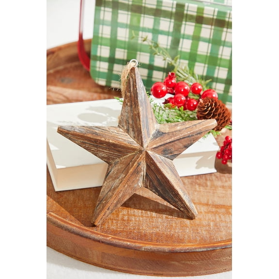 8" Dimensional Wooden Christmas Star - Rustic Farmhouse Tree Topper