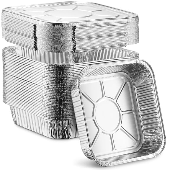 8 Disposable Aluminum Foil Square Baking Pans | 8 x 8 Cake Pan Tin for Broiling, Toaster Oven, Meal Prep, Roasting, Take Out | 20 Pack (8" X 8" With Lids)