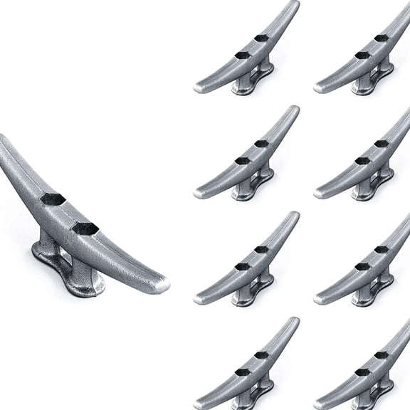 8" Dock Cleat | Weatherproof Galvanized Cast Iron 8 Inch Boat Cleat Tie Downs for Marine Pier or Decorative Nautical Maritime Dcor | 4, 8, or 16 Pack
